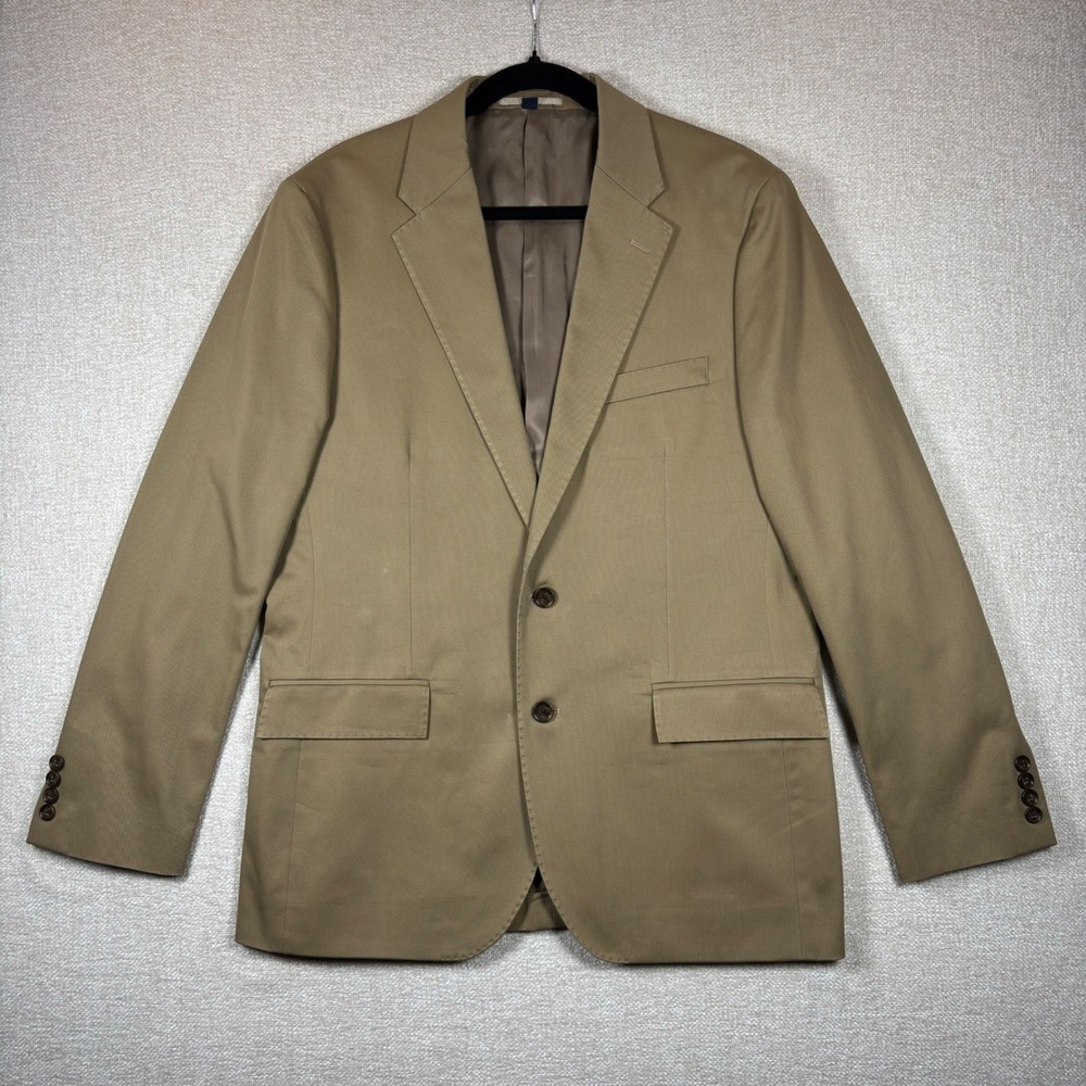 J.Crew Ludlow Blazer Mens 42R Khaki Tan Japanese Cotton Chino Sport Coat CF181